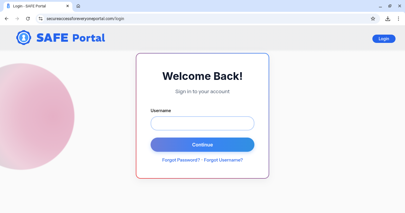 SAFE Portal dashboard